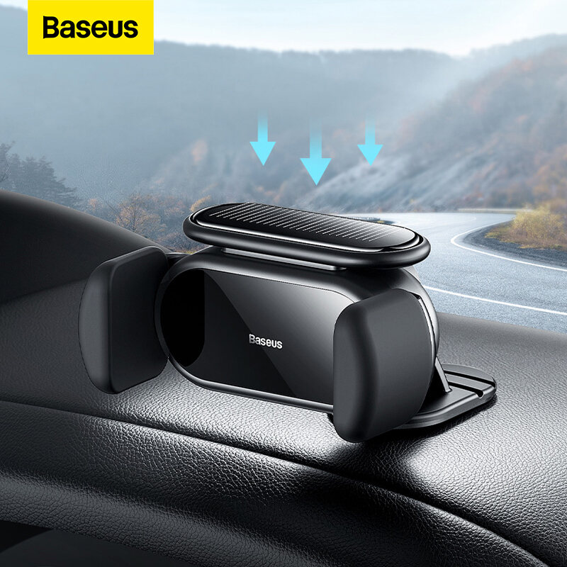 Baseus Phone Holder in Car Solar Battery Electric Auto Clamping Car Cell Phone Stand GPS Support Xiaomi Car Mount For iPhone