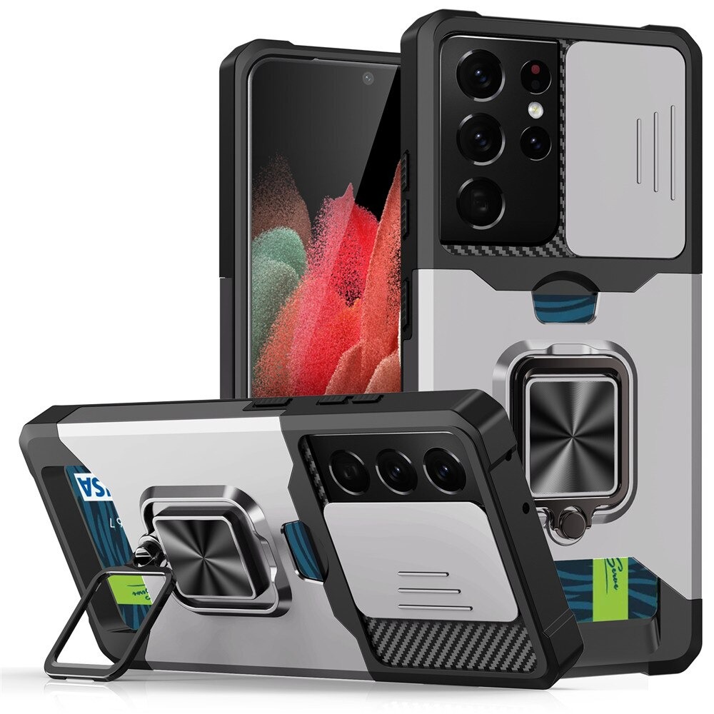 [SG] Samsung Galaxy S22 5G / S22+ 5G | S22 Plus 5G / S22 Ultra 5G / S21 FE 5G / S21 Fan Edition 5G Case - Sliding Camera Protector Shockproof Hybrid Armor with Magnetic Ring Kickstand Cover Casing