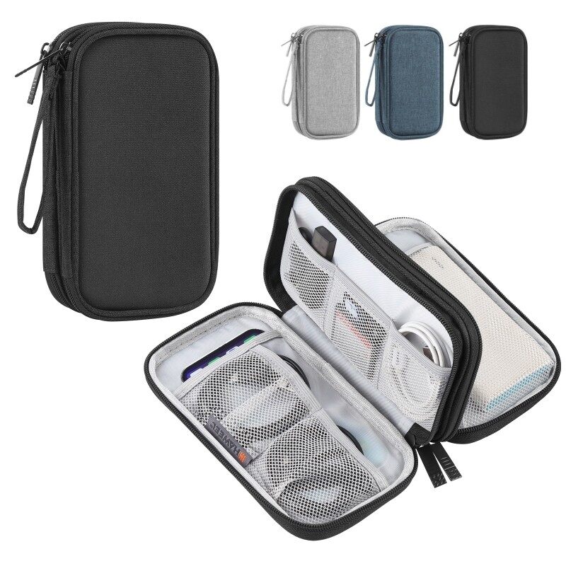 HAWEEL Electronic Organizer Double Layers Storage Bag for Cables, Charger, Power Bank, Phones, Earphones Portable Data Cable Earphone Case