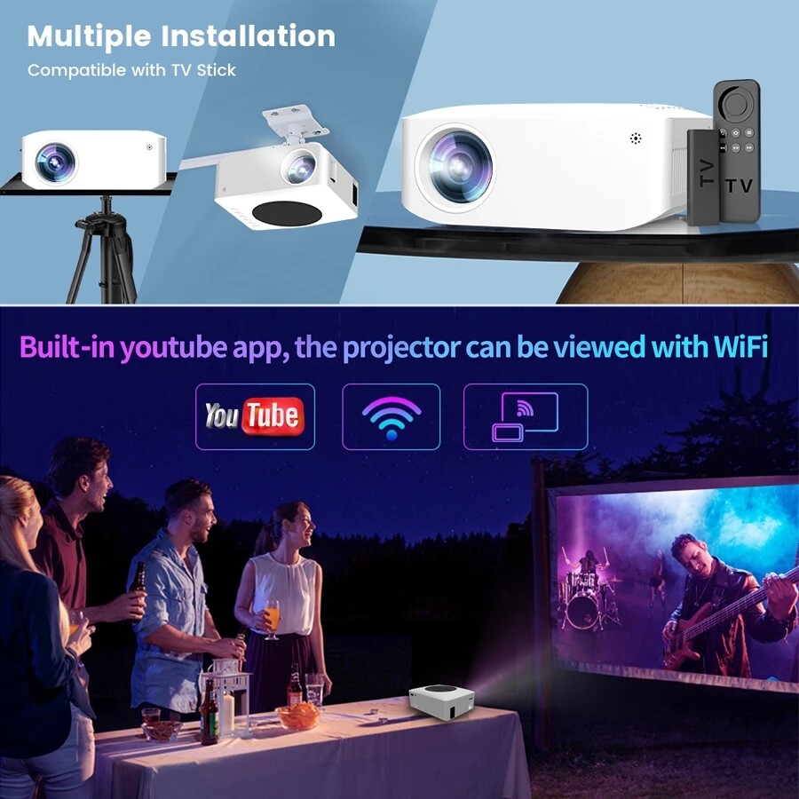 【2022 New】STANSIO REO4 Mini LED Portable Projector WiFi Wireless Mirroring Screen Miracast Airplay For Phone LCD 1080P FHD 4K Home Theater TV Video Movie Projectors