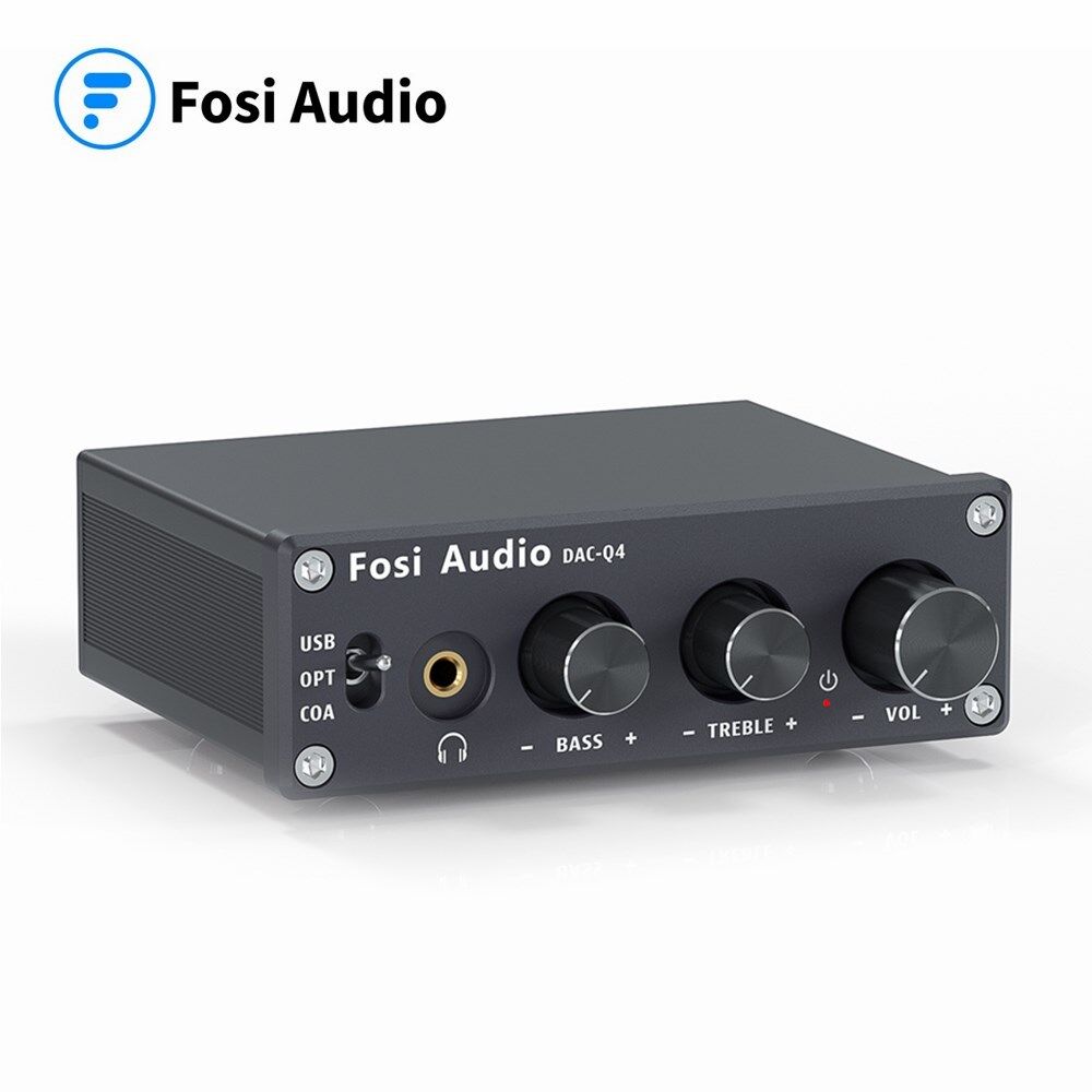 Fosi Audio Q4 Mini Stereo USB Gaming DAC & Headphone Amplifier Audio Converter Adapter for Home/Desktop Powered/Active Speakers