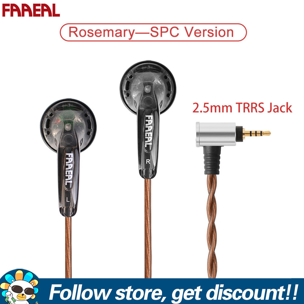 FAAEAL Rosemary 2.5mm/4.4mm Balanced Version Earphone Upgrade Silver-plated Cable High Impedance HiFi Music Headphone 3.5mm Standard Jack Mobile Phone MP3 MP4 Player Headset 2.5mm/4.4mm TRRS Version W